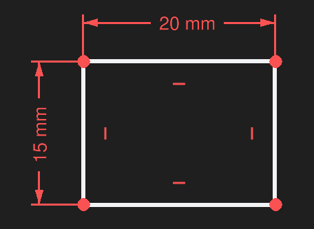 FreeCAD sketcher workbench rectangle with distance dimensions